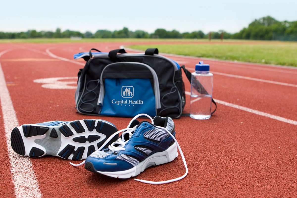 running sneakers on an athletic track