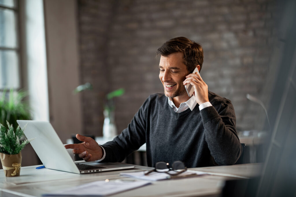 businessman talking on cell phone